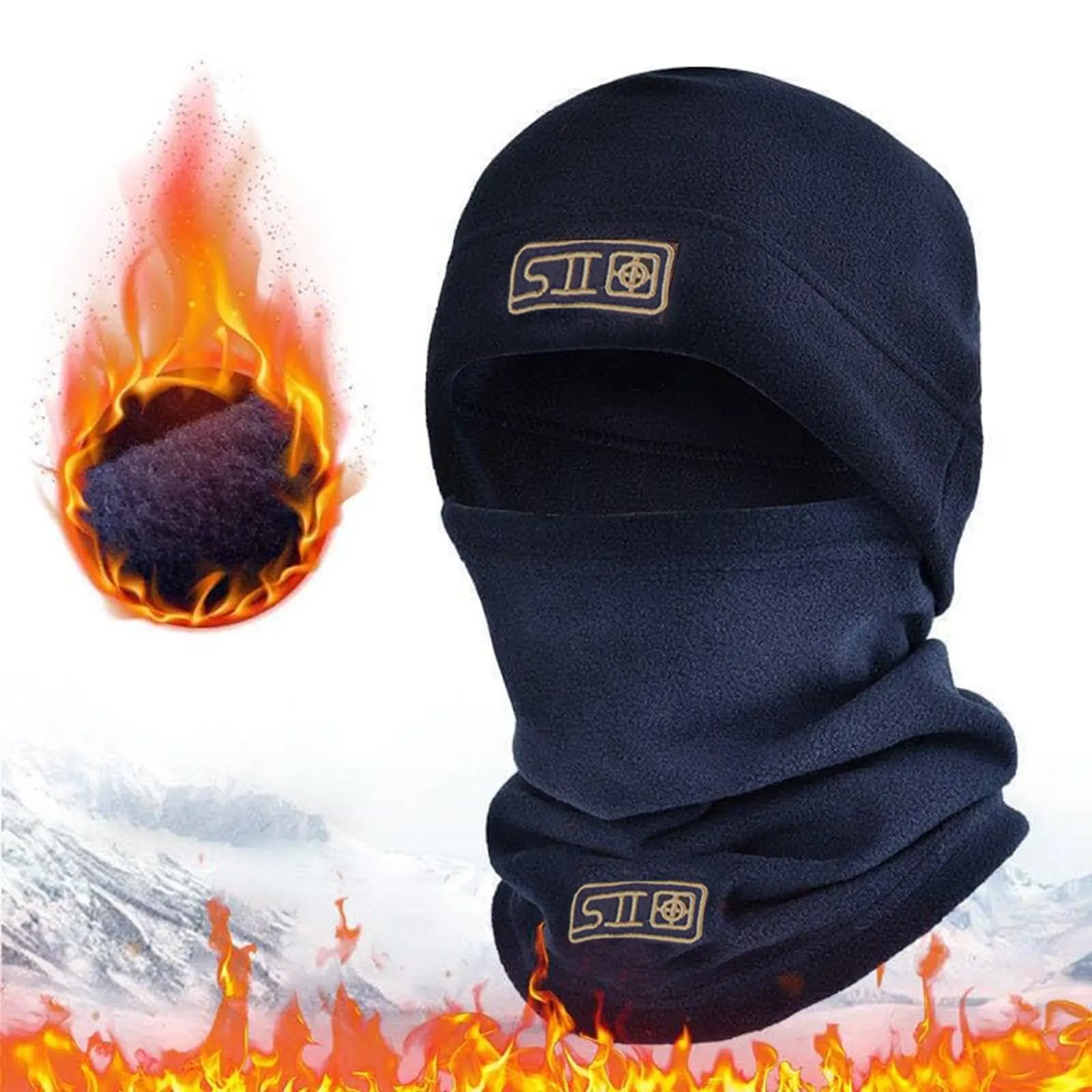 Men's Winter Thermal 2-Piece Balaclava & Hat Set, Full Face Mask, Neck Warmer for Outdoor Ski Activities (Unisex Compatible)