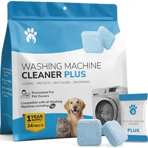 Washing Machine Cleaner Tablets for Pet Owners - 24 Pack Deep Cleaning Descaler for HE Front & Top Load Washers - Removes  Odor,  & Grime - Septic Safe - 12 Month