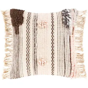 Lovisa Lark Lumbar Pillow, Beige, Dusty Pink, Charcoal, Gray