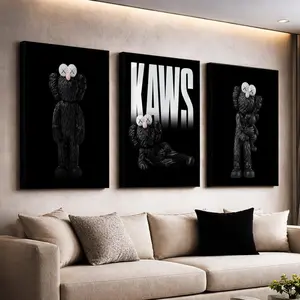 Black Hypebeast Figure Poster, Set of 3,Hypebeast Figure, Kaws Graffiti , Product without frame