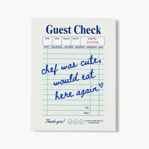 Cute Chef Guest Check Blue - Glass Print