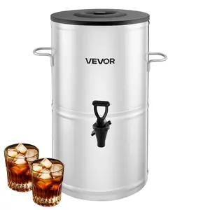 fathersdaygift  VEVOR Ice Tea Dispenser, 4 Gal/15L 304 Stainless Steel Beverage Dispenser with Spigot Handle, Suitable for Hot and Cold Drinks, for Iced Tea Coffee Water in Cafes Restaurants