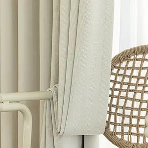 Thick Elegant Solid Color Herringbone Pattern Drapery, High Light Blocking Curtains, Modern Minimalist Style for Bedroom Living Room Balcony, Window Curtain