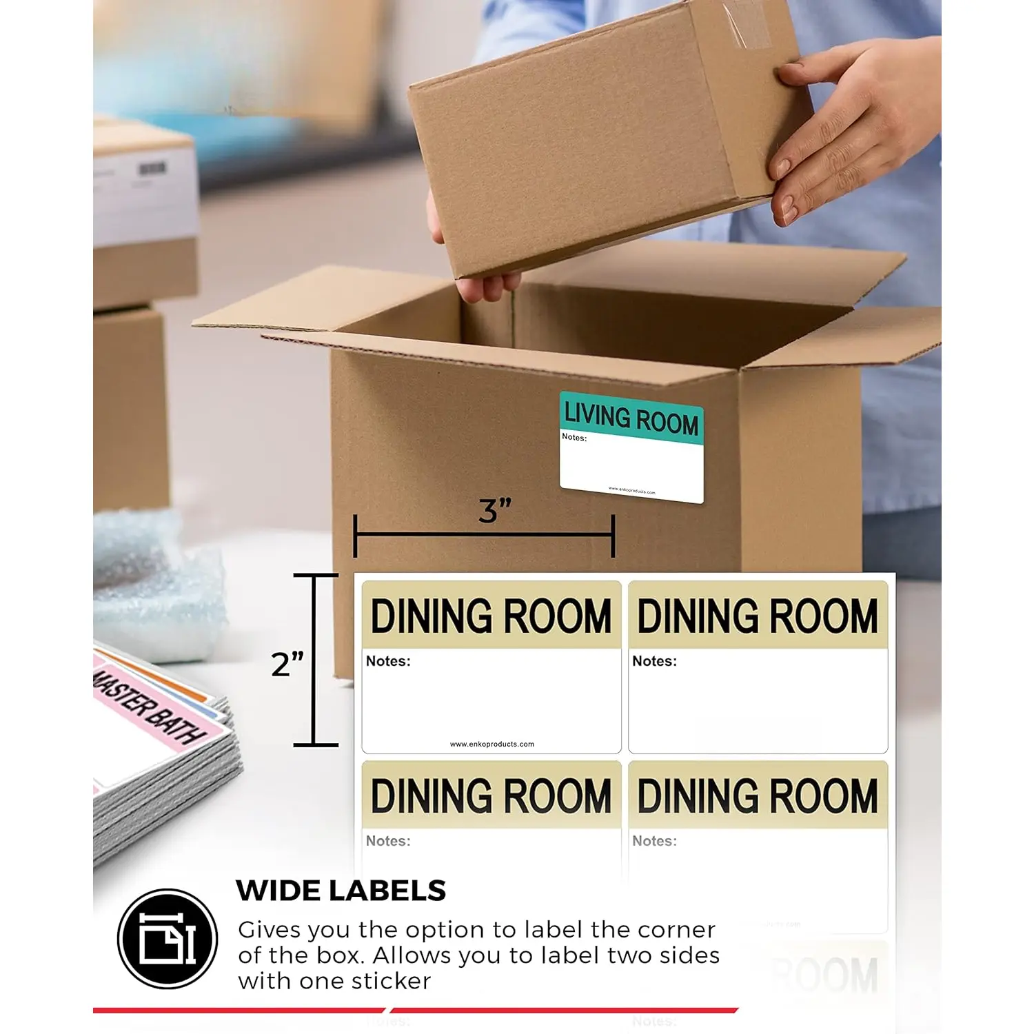 - 2 x 3 Inch Home Moving Packing Labels Stickers for Box - Color Coded ...