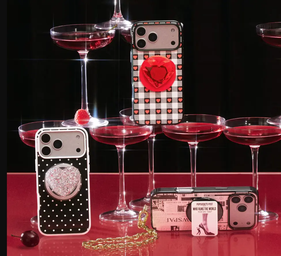 PopSockets Round Phone Grip Compatible with MagSafe , Confetti Heart Silver Sizzle PopSockets Round Phone Grip Compatible with MagSafe , Confetti Heart Silver Sizzle