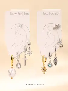 Fashionable Cross & Faux Pearl & Devil's Eye Decor Dangle Earrings, Fashion Jewelry for Party, Daily Clothing Decor, Trendy All-match & Exquisite Jewelry for Birthday Gift