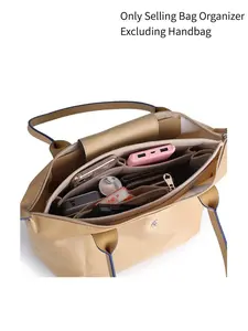 2026 New Purse Organizer Compatile with Longchamp Handbags, Felt Handbag Organizer Insert with Multi-Pockets, Tote Bag organizer insert for Tote Bag or Handbag, inner bag with Large capacity, more compartments, easy to storage, with anti theft zipper