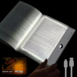 LED Reading Light, Rechargeable Clear Flat Book Light with 3 Colors & Timer, Dimmable Book Lights for Reading at Night, Doodleable Panel Plate Lamp Full Page Lights, for Book Lovers