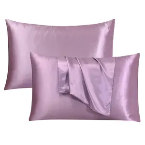 2/4-Pack Light Blush Satin Silk Pillowcases for Hair & Skin - Cooling Luxurious Envelope Closure Pillow Covers - Gentle on Skin Mulberry Silk-Like Beauty Sleep Bedding Gift for Women Men Silky Satin Bedding (No Pillow Core)