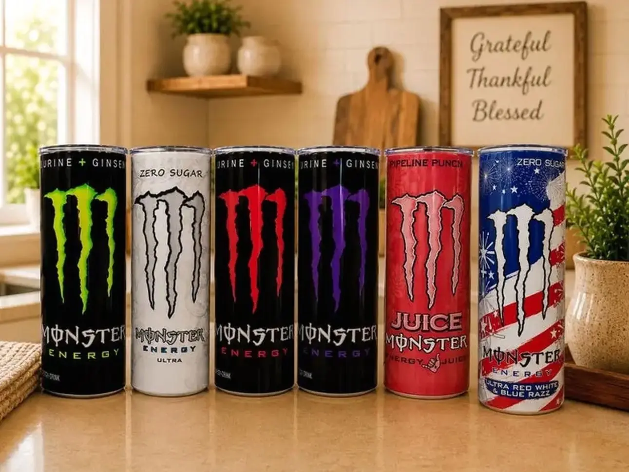Monster-Inspired Energy Drink 20oz Skinny Tumbler | Handmade Sublimation Tumbler | Stainless Steel Travel Cup | Gift for Energy Drink Fans