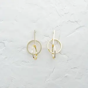 Gold Circle Party Dangle Earrings
