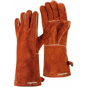 Leather Welding Gloves - Thick Premium Cow Split Leather, Heat Resistant, Welding, Grilling, BBQ & Fireplace