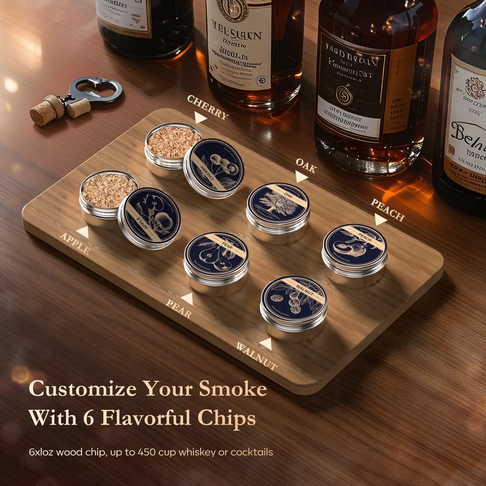 Amzseat Electric Whiskey Smoker Kit Built-in Lighter, No Butane Needed, Rechargeable Cocktail Smoker Kit with 6 Wood Chips,Fashioned Drink Smoker Kit, Bourbon Whiskey Gifts for Men,Dad,Husband,Valentine's Day gift