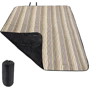 Extra Large Picnic Blanket Waterproof Sandproof, Durable Oxford Foldable Picnic Mat Outdoor Blanket for Lawn Park Beach Travel, Portable with Tote Bag, Blue Green Yellow