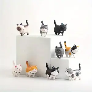 KoPicks 9pcs Miniature Cat Figurines Set, Cute PVC Simulation Kittens For Car Dashboard, Cake Decor, Desk Display, Assorted Feline Ornaments