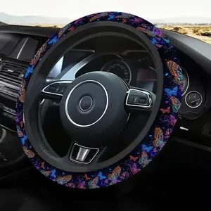 1pc 1.6 x 15 inch butterflies Pattern car steering wheel cover, non-slip and comfortable, car interior accessory, no inner ring, easy to install and remove, suitable for all car models, a gift for car enthusiasts, holiday gift, 1.22CYJ-13, Vehicle
