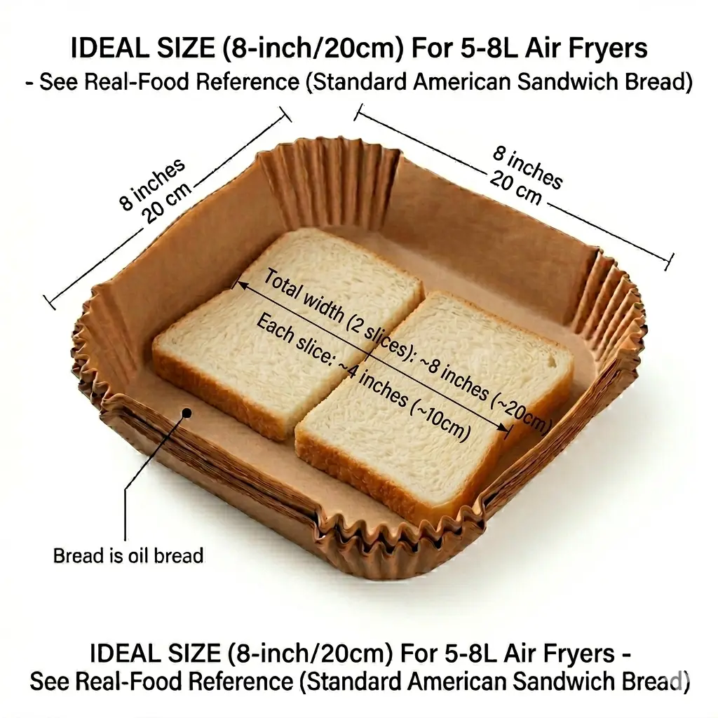 Square 8 inches × 8 inches (20 cm × 20 cm)