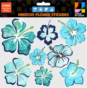 Hibiscus Flower Stickers Decor ( Pack Various Sizes)  Waterproof, Fade Proof  Hawaiian Car Accessories  Used for Laptop, Water Bottle, Tumbler, Mug, Phone Case, Window