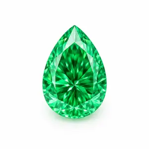 Green Pear Cut Moissanite Loose Stone 2-5ct | VVS1 Clarity, Traceable GRA Certificate
