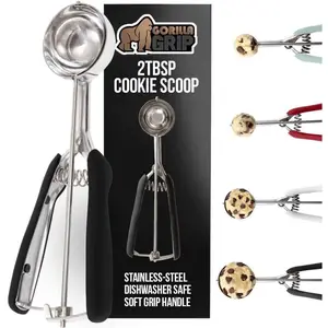 Stainless Steel Scoop for Baking, 2 TBSP, Multipurpose Scoop, Spring Scoops, Perfect Portion Sizes, Easy Food Release, Scooper Size 40, BPA-Free Tool, Black