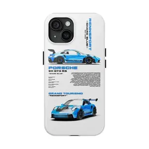 Blue Porsche Car GT3 RS Tough Cases Drop-resistant Scratch-resistant Two-In-One Drop-Resistant Phone Case, Unique And Personalized For IPhone 17, 16, 15, 14, 13, 12, Pro Max, Pro Plus