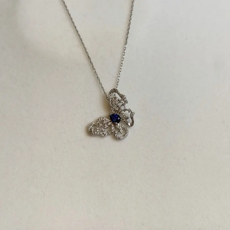 Blue Sapphire Butterfly Necklace s925