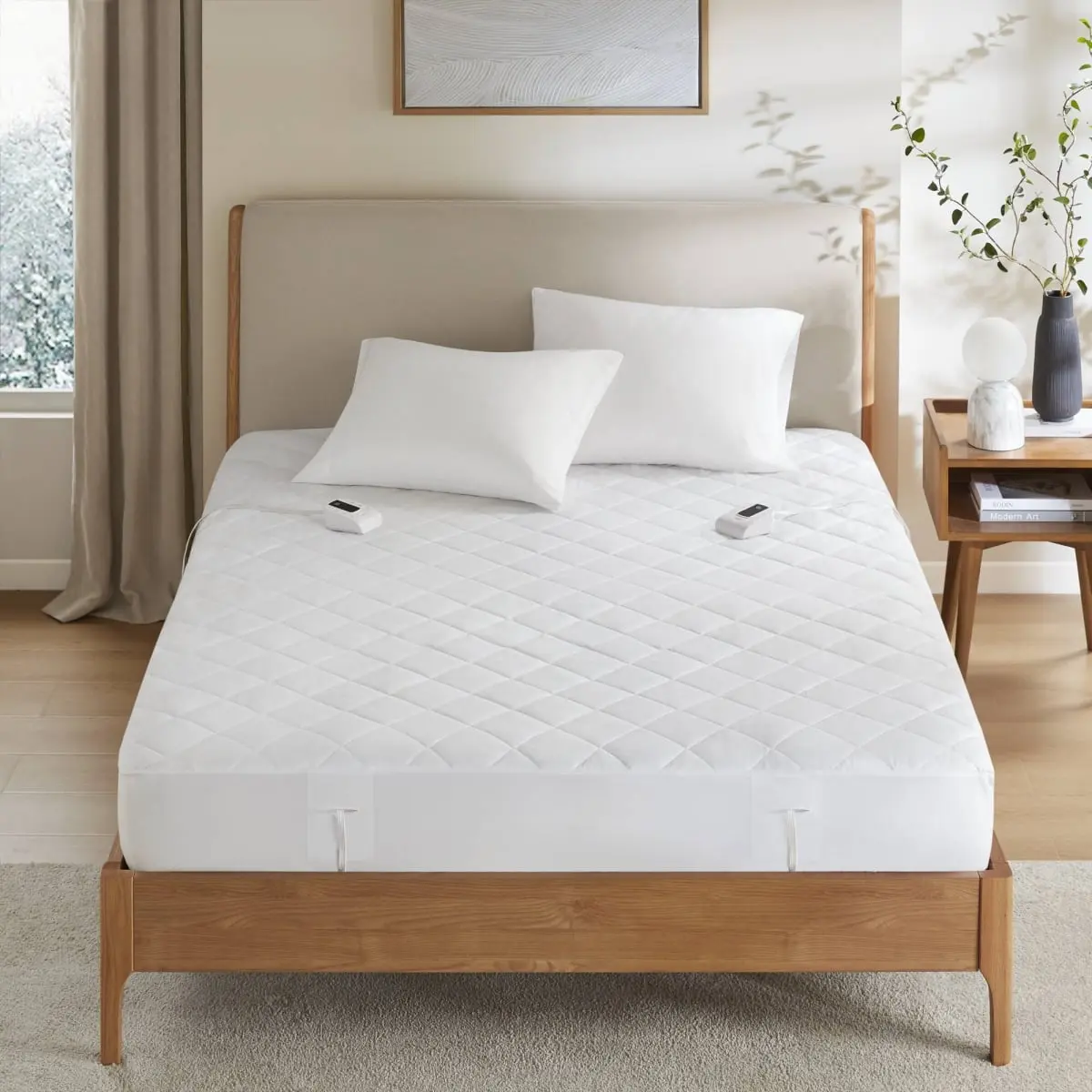 Serta ST554534 Heated Mattress Pad with 360 Stand - Soft Microfiber Top, Zoned Heat, Mattress Pads Toppers Protector for Bedding