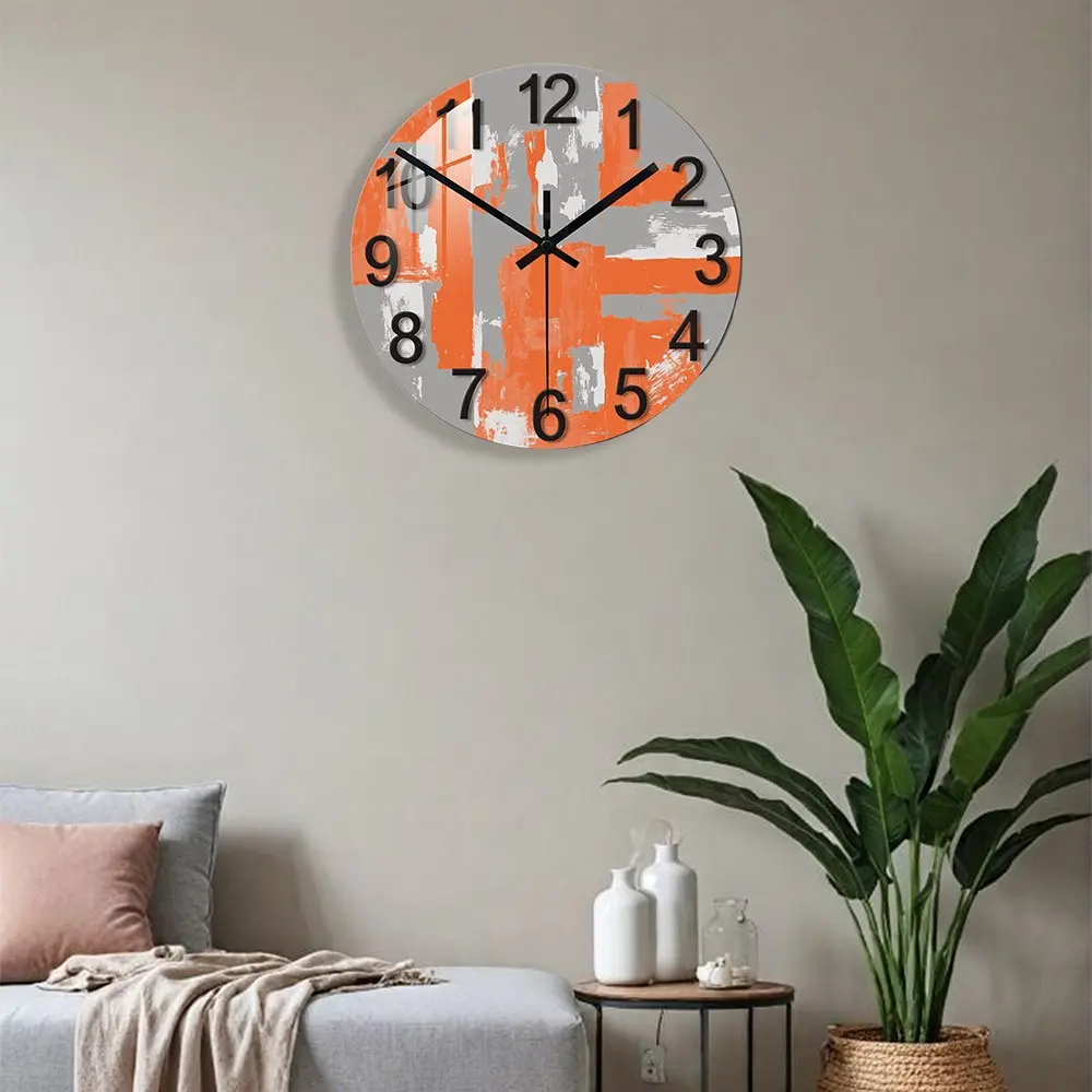 Acrylic Industrial Style Wall Clock, Silent Movement, Perfect for Living Room, Dining Room, Cafe, Office, Gift for Easter, Christmas, Halloween