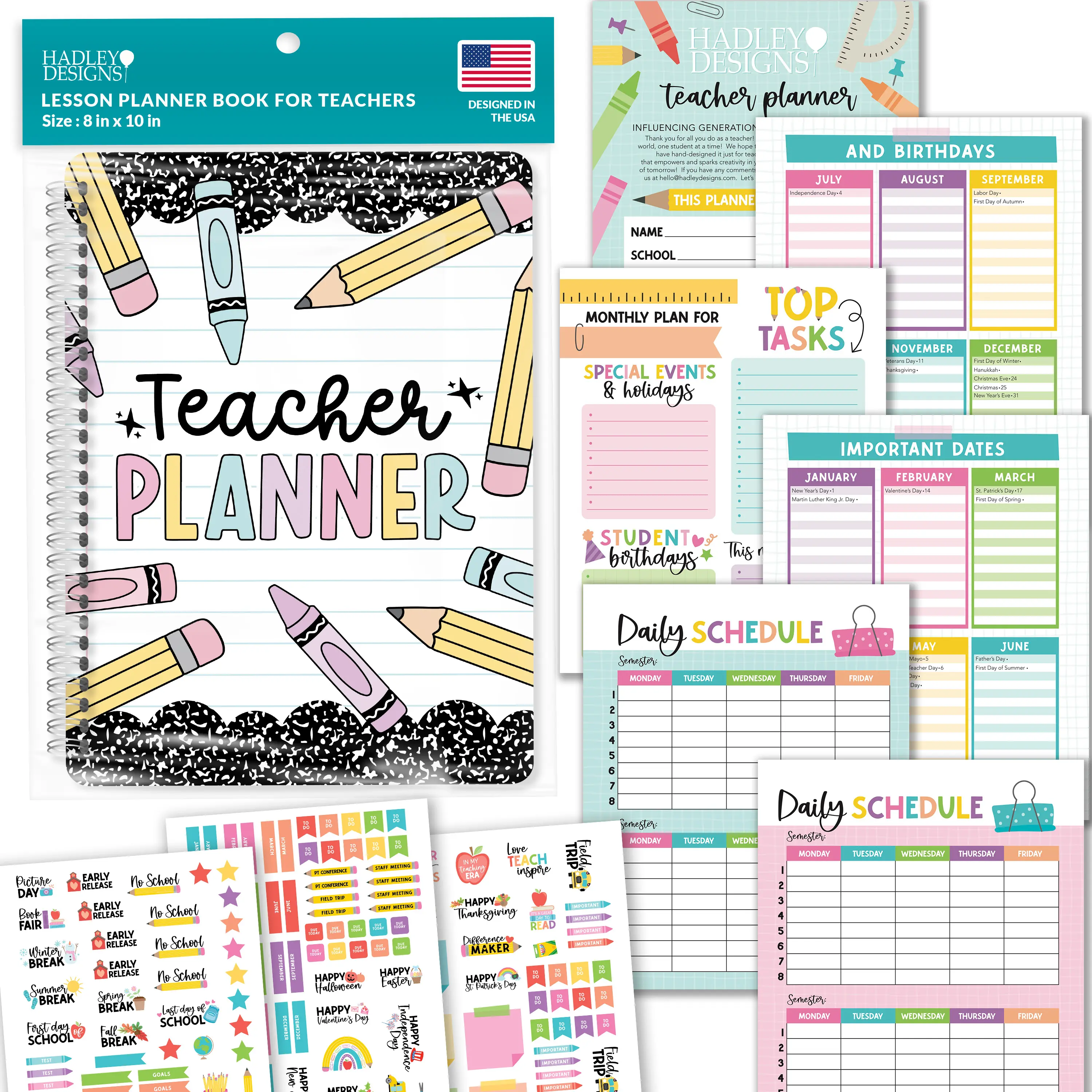 (NEW DESIGNS) Undated Teacher Planner | 2026-2027 | Teaching Supplies Calendar (NEW DESIGNS) Undated Teacher Planner | 2026-2027 | Teaching Supplies Calendar