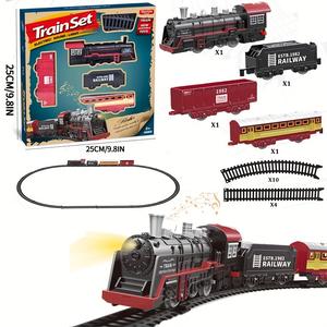 Electric Train Set for Kids 3+ with Realistic Lights & Sounds Battery-Powered Locomotive & Cargo Cars Educational Toy for Boys & Girls Durable ABS Material Perfect Gift Size 1.6*9.8*9.8in - Truck