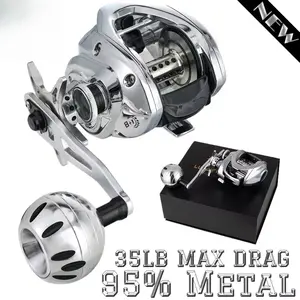 Full Metal Baitcasting Fishing Reel, 8+1BB Bearings 35LB Max Drag Power, 95% All Metal Body Big Round Knob Heavy Duty Casting Reel for Saltwater Offshore Big Game Bass Fishing