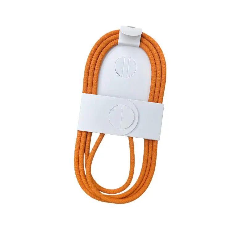 60W USB-C to USB-C Fast Charging Cable for iPhone 15/16/17 Series, Premium Braided Nylon PD Charger Cord with Organizer, Durable Tangle-Free Cable in White & Orange, 3.3ft