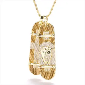 [ICE HUE] 18K Gold Vacuum Plated Copper Cross Necklace, 1600 Pieces 5A+ Sri Lanka Zircon & Jesus Design, Men's Accessories, Hip-Hop Influenced Unisex Costume Jewelry, Luxury Daily Wear Mens Gifts