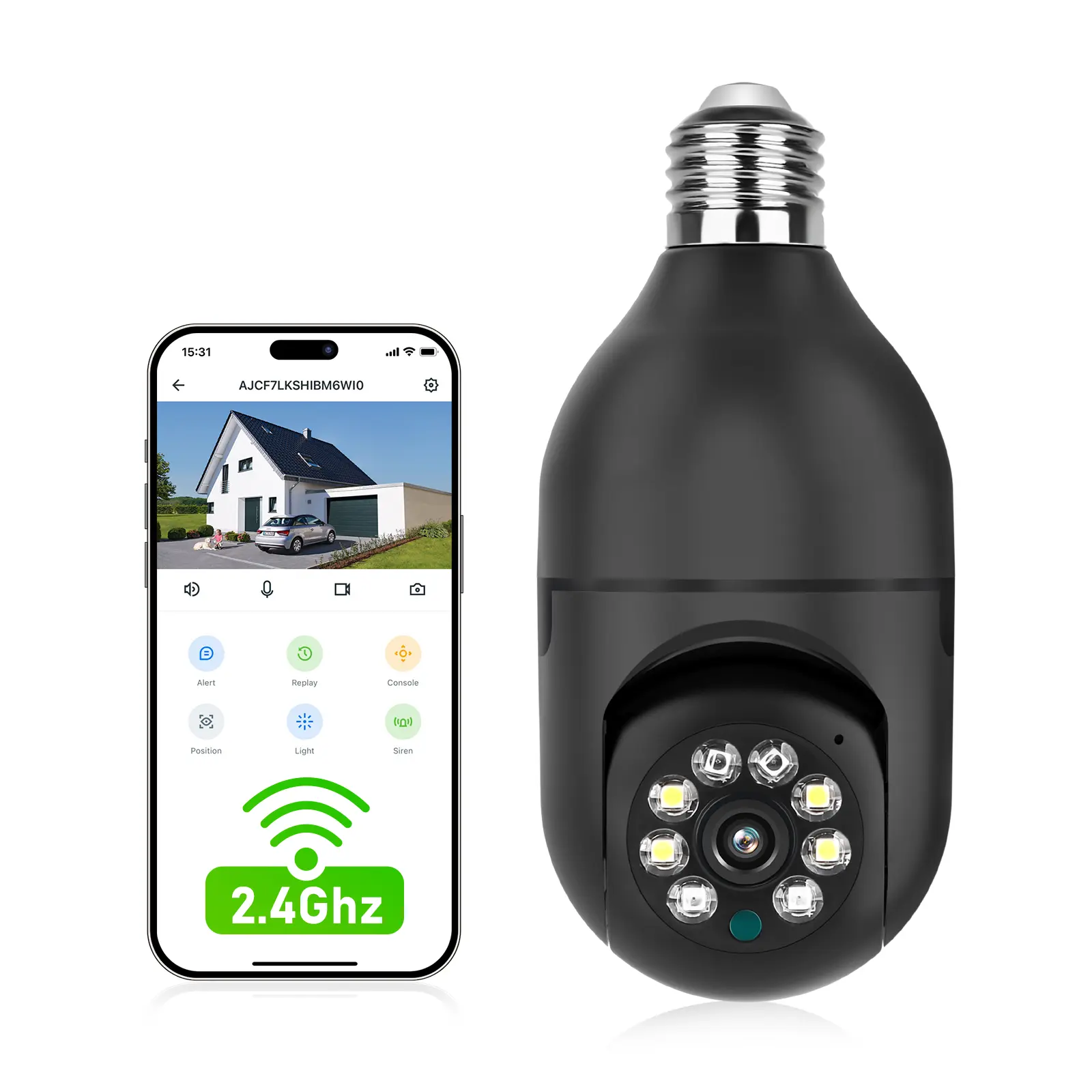 3MP Wireless Outdoor PTZ Light Bulb Security Camera - 360° Coverage, AI Human Motion Detection, Color Night Vision, 2-Way Audio, Micro Speaker, Easy Screw-In Socket Installation, 128GB Max SD Card Support (Multi-Pack Choices: 1, 2, 4 Units)