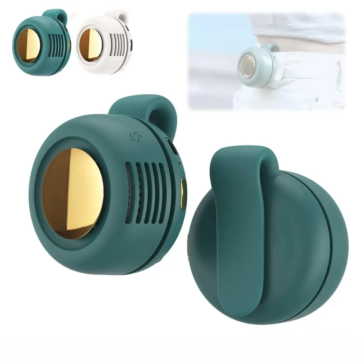 Rechargeable portable silent mini bladeless electric fan, adjustable three-speed hanging waist-hanging fan, rechargeable rotating body-sensing fan, su