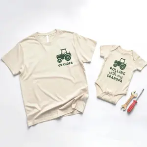 Grandpa & Rolling with My Grandpa - Matching Grandpa and Grandson Shirts - Tractor Shirt - Father's Day Gift 2026 - Custom Family Shirts