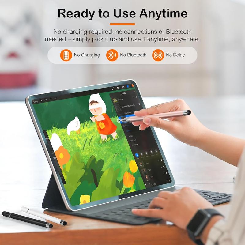 3-Pack Tablets Stylus Pen for  Touchscreen with Precision Disc Tip, 2-in-1 Universal Stylus Compatible with Android, iOS, and Phone-  for Writing, Drawing, and Note-Taking