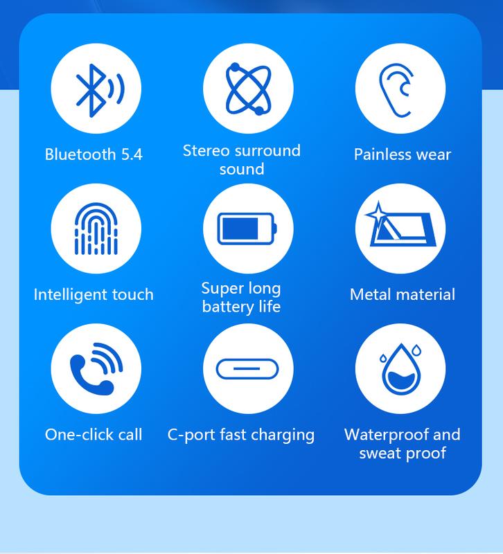 K550 Bluetooth 5.4 Earbarz with Alloy Case – 360° Panoramic Sound, HD Call, Noise Reduction, Long Battery, Waterproof Sports Earphone