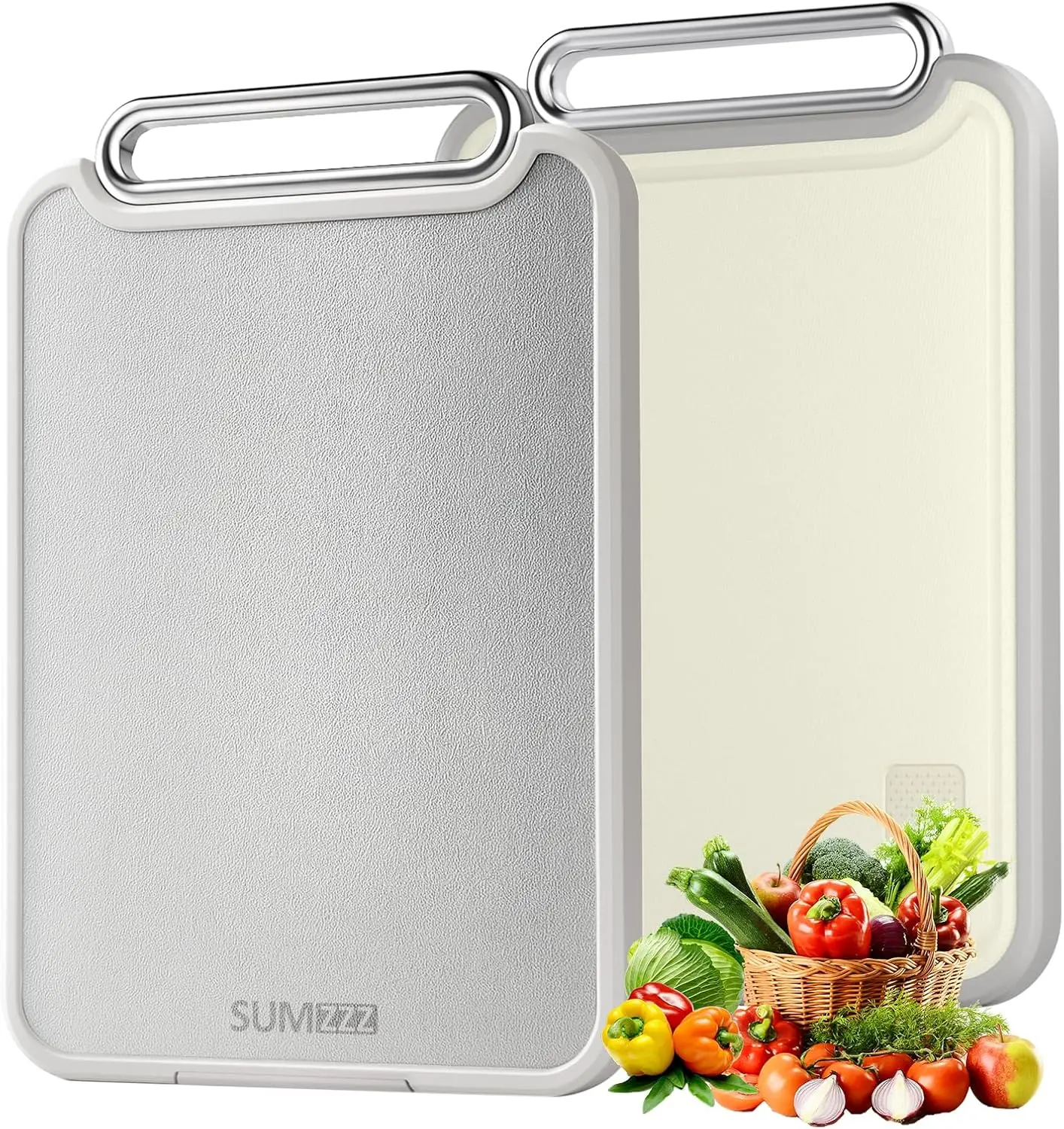 Stainless Cutting Board for, 2-in-1-Sided Chopping Board, Dishwasher Safe, Food Stainless/PP, Easy to, Large Size, Non-Slip, 16"*11"