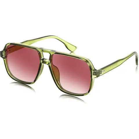EyeconicFinds Unisex 70s Classic Sunglasses - Retro Square, Lightweight Materials, Resin Frame, Inlaid with Metal Rivets, Double Bridge Element, UV400 Protection, Everyday Use Travel Accessory B4158