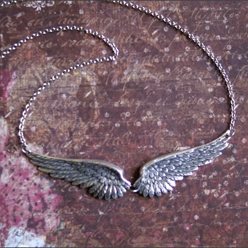 TOP-FASHION - Vintage Angel Wings Feather Choker Big Pendant Aesthetic Link Chains Statement Necklace for Women Collar Bib Wedding Tribal Gift