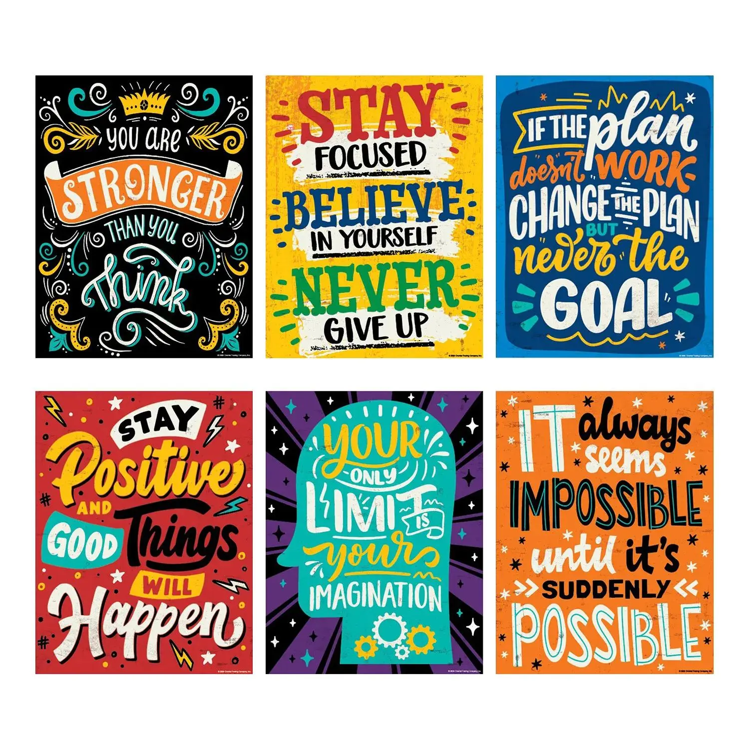 16" x 20 3/4" Motivational Classroom Cardstock Poster Set - 6 Pc.