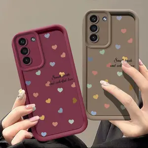 Phone case: Simple Colorful Love Heart Phone Case Suitable for Samsung for Samsung Galaxy S26 S25 S24 S23 S22 S21 Fe Plus Ultra A13 A14 A15 A16 A17 A33 A34 A35 A36 A52 A53 A54 Note20 TPU Protective casing Shockproof Trendy Shell Back Cover