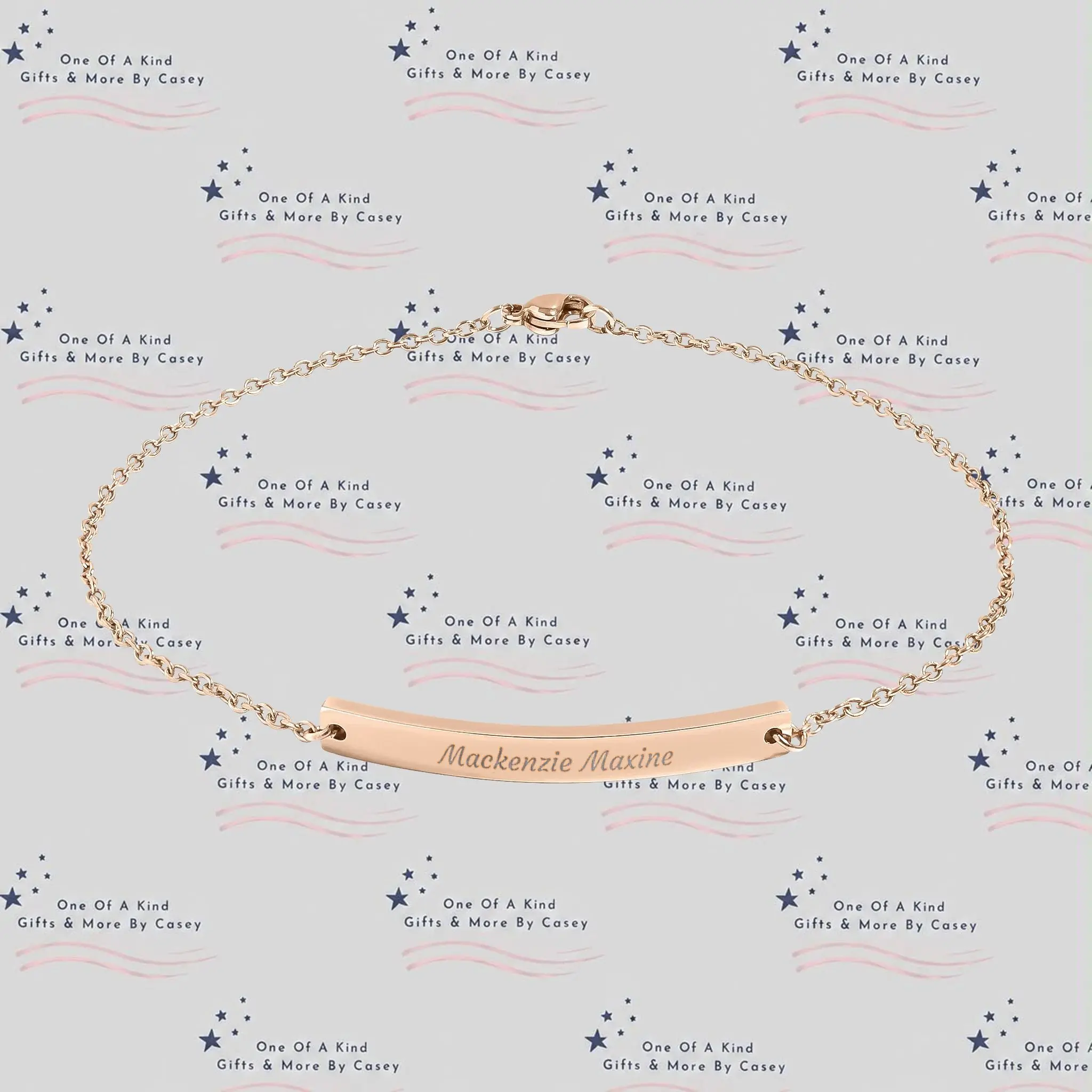 Minimalist Personalized Curved Bar Anklet - Engraved Name, Stainless Steel, Waterproof, Gift-Ready Gold or Rose Gold Jewelry Accessory