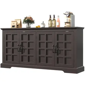 70" Sideboard Buffet Cabinet with Storage, Coffee Bar Cabinet with and 4 Doors, Long Wider Storage Cabinet Modern Farmhouse, Brown Wood, for Kitchen, Dining Room, Living Room