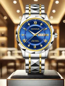 Men's Business Fashion Round Dial Analog Quartz Watch, Fashion Watch for Party, Daily Clothing Decor, Trendy All-match & Exquisite Watch for Birthday Gift with Box