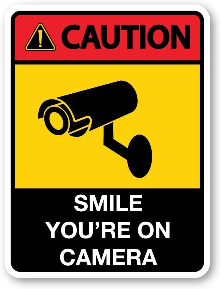 Security Camera Caution Sign, 6x5in Magnetic Signage for Vehicles & Refrigerators, Car Decoration, Automotive Accessories, Door Decoration, Safety Awareness Home Supply Plaque