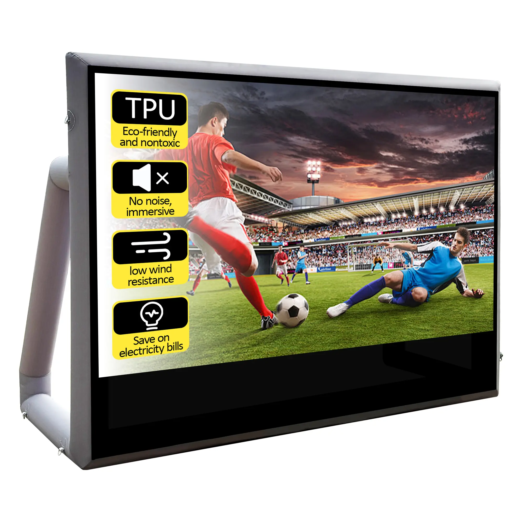 SAYOK Inflatable Projector Screen (8.3/10/12.5FT), Portable Outdoor Movie Screen with Waterproof PVC, Stable Frame, Low-Noise Blower for Backyard Parties