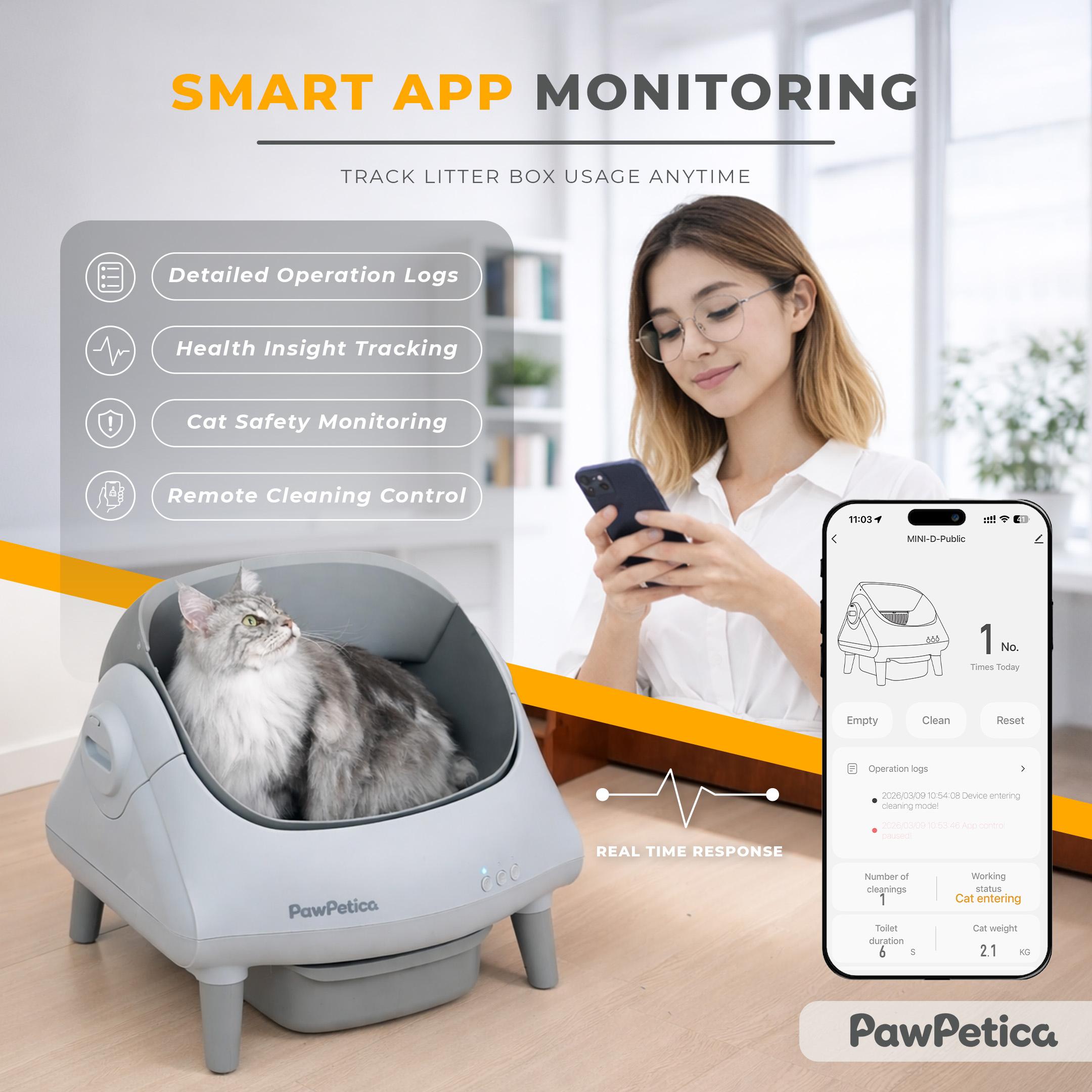 PawPetica Automatic Litter Box – Self-Cleaning, Hands-Free Cleaning, Odor-Free, Designed for Modern Cat Owners