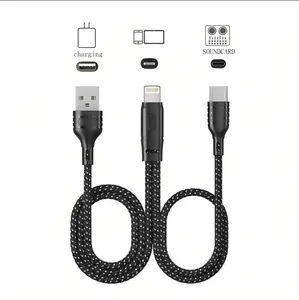 Only 1 Dollar !!! OTG Charging And Live Broadcast Cable With Typec+Lightning+USB A, Conversion Cable For Android iPhone Sound Card PC Alloy Aluminium portable chargers Smartphone Cellphone portable chargers car charger